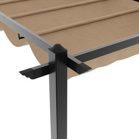 Gazebo jardim c/ teto retrátil 3x6 m alumínio cinza-acastanhado