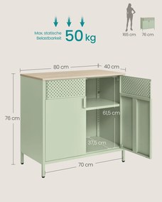 Armário de arrumação 40 x 80 x 76 cm Verde louro + cores naturais de carvalho