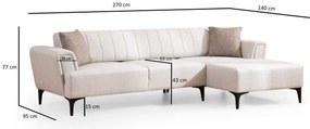 Sofá-Cama de Canto Hamlet – Ecru – 270x140 cm