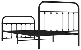 Estrutura de cama com cabeceira e pés 100x200 cm metal preto