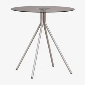 Mesa Auxiliar Redonda Em Aço Inoxidável E Vidro Temperado Itsoro Ø50 Cm - Sklum