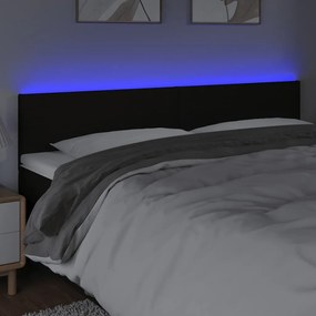 Cabeceira de cama c/ luzes LED tecido 180x5x78/88 cm preto