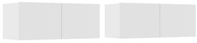 Conjunto móveis de TV 4 pcs madeira processada branco