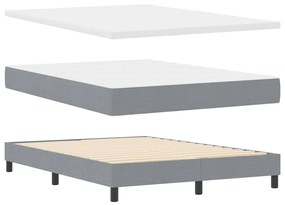 Cama Box com Colchão e Luz LED Cinza Claro 140x200 cm Tecido
