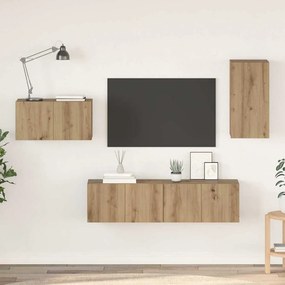 Conjunto de móvel de TV com gaveta com prateleira 4 pcs carvalho artis