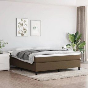 Estrutura de cama sem colchão 160x200 cm tecido castanho-escuro