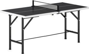 Mini Mesa de Ping Pong Dobrável 152x76 cm para Exterior com Rede 2 Raquetes e 3 Bolas Fácil de Transportar Preto