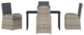 Conjunto de móveis de exterior 5 pcs Cinzento 140 x 70 x 73 cm