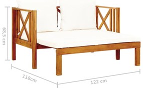 Banco de jardim 2 lugares c/ almofadões 122 cm acácia maciça