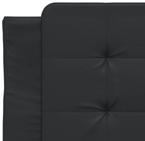 Estrutura de cama c/ luzes LED 90x200 cm couro artificial preto