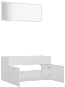 Conj. móveis de casa de banho 2 pcs contrapl. branco brilhante