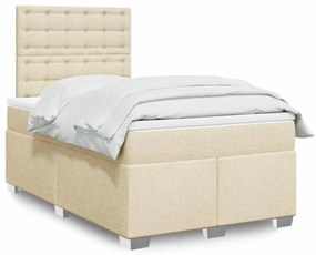 Cama boxspring com colchão 120x190 cm tecido cor creme