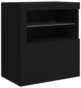 Aparador com luzes LED 181,5x37x67 cm preto