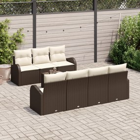 Conjunto de Sofá de Jardim vidaXL 8 Peças com Almofadas Castanho Rattan PE