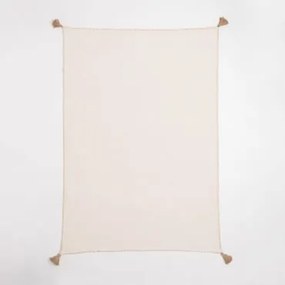 Manta Xadrez Em Algodão Paraíba Gardénia Branco - Crema Linho - Sklum
