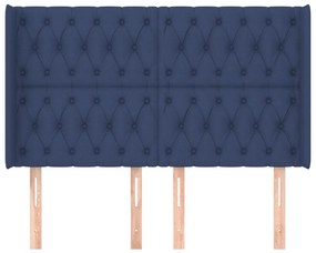 Cabeceira de cama c/ abas tecido 163x16x118/128 cm azul