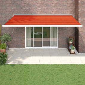 vidaXL Toldo retrátil 5x3 m tecido e alumínio laranja e castanho