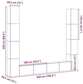 armários de TV montados na parede 6 pcs madeira velha