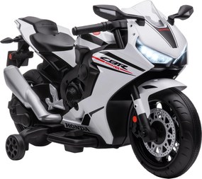 HOMCOM Mota Elétrica com Licença HONDA para Crianças de 3-5 Anos Mota a Bateria 6V com Farol Buzina Música 90x44x52cm Branco | Aosom Portugal