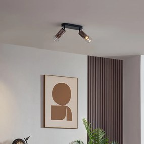 Foco de teto arredondado bronze escuro 2 luzes ajustável - Veerle