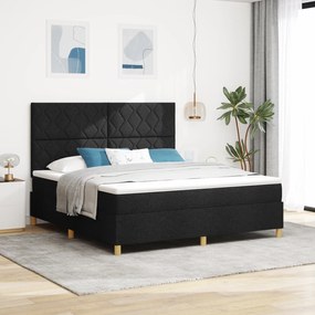 vidaXL Cama Box com Colchão & LED Preto 180x200 cm Tecido