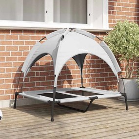vidaXL Cama Elevada para Cães com Teto Removível Prateada L Aço
