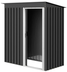 Outsunny Abrigo de Jardim Exterior 1,5 m² 163x89x182 cm Abrigo Metálico para Ferramentas com Porta de Correr e Teto Inclinado Preto | Aosom Portugal