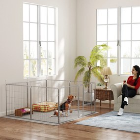 Parque para cães, recinto para cães com 8 painéis 80 cm de altura, modular e dobrável, em aço, com porta, para cachorros, para interior e exterior, pr