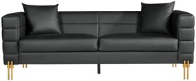 Sofá LARIOS, 3 lugares, estofado 208 x 84 x 71 cm pele sintética preta