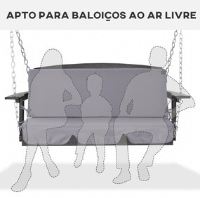 Almofada para Baloiço de 2 Peças Almofada para Baloiço de Assento e Encosto Acolchoado 130x45x5 cm Cinza