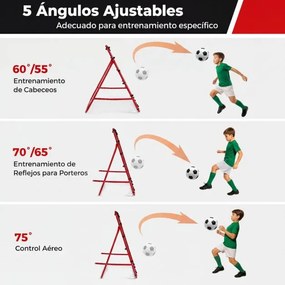 Rede dobrável ajustável para futebol ideal para treinar remates e passes – Equipamento desportivo para balizas de exterior – Vermelha