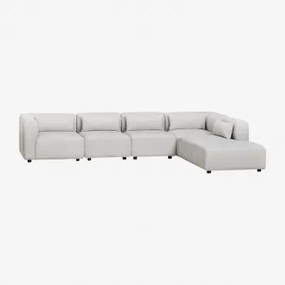 Sofá Modular De 5 Peças Com Chaise Longue Direita Fogler Tecido Cinza Claro - Sklum
