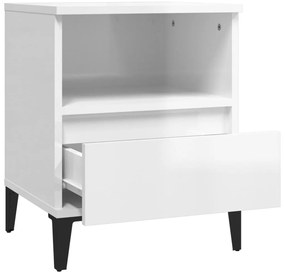 Mesa de cabeceira 40x35x50 cm branco brilhante
