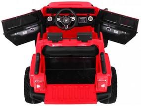 Jipe elétrico para Crianças 24V 2 Lugares Mighty Jeep 4x4 Rodas de EVA, Assento de couro Vermelho