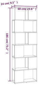 Estante/divisória 60x24x186 cm carvalho castanho