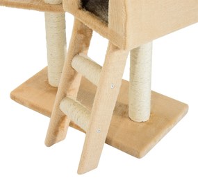 Árvore para Gatos Raspador com Poste para arranhar Ninho Rede Plataforma Casinha Escada Veludo Sisal Natural - 55x30x100cm