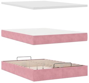 Estrutura de cama otomana com colchões 140x200 cm veludo rosa