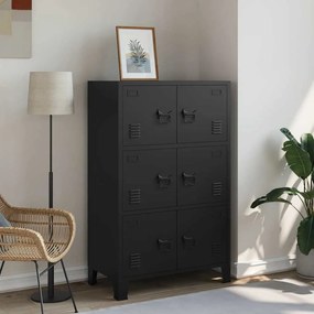 vidaXL Aparador de arrumação industrial 75x40x120 cm aço preto