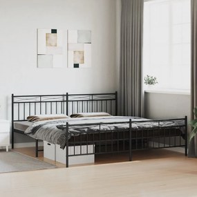 373716 vidaXL Estrutura de cama com cabeceira e pés 200x200 cm metal preto