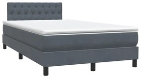 Cama boxspring com colchão 120x220 cm veludo cinzento-escuro