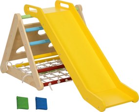 Triângulo de escalada 5 em 1 com escorrega 119 x 63 cm para crianças e percurso de motricidade multicolorido