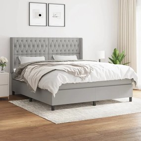 vidaXL Cama com molas/colchão 180x200 cm tecido cinzento-claro