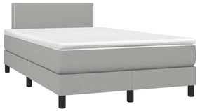 Cama box spring c/ colchão e LED 120x190 cm tecido cinza-claro
