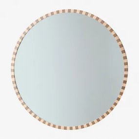 Espelho De Parede Redondo Ø110 Cm Em Madeira De Carvalho Sapeira Castanho Roble - Sklum