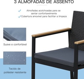 Conjunto de Móveis de Vime e 4 Peças com Almofadas Acolchoadas 2 Poltr