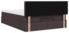 Cama otomana com colchão 140x190 cm tecido castanho escuro