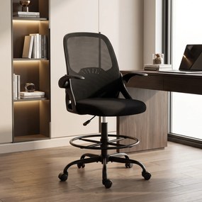 Cadeira de Secretária Ergonómica, 65 x 59 x 124 cm, Altura Regulável, Preta