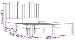 Estrutura de cama 200x200 cm madeira de pinho maciça