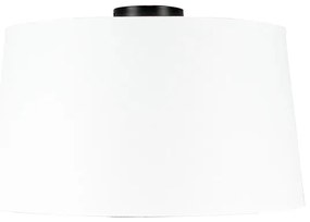 Candeeiro de teto preto mate com abajur branco 45 cm - Combi Moderno