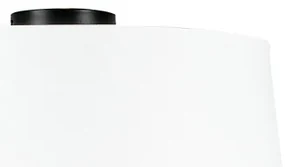 Candeeiro de teto preto mate com abajur branco 45 cm - Combi Moderno